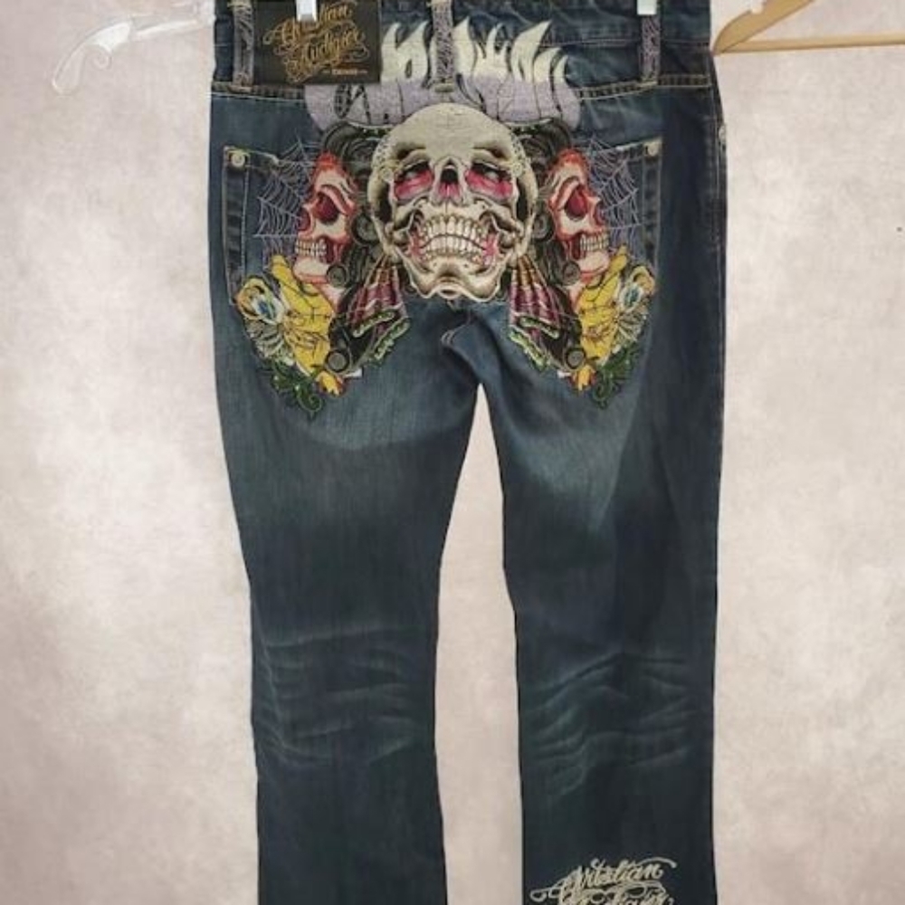Ed Hardy day of the dead jeans